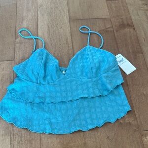 O'Neill Turquoise Blue Ruffle Crop Top